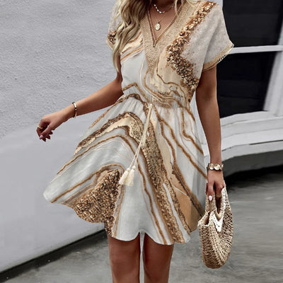 Sally | Stylish Printed V-Neck Dress